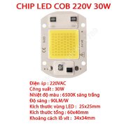 Chip LED COB siêu sáng 220V 30W sáng trắng Chip LED COB siêu sáng 220V 30W sáng trắng